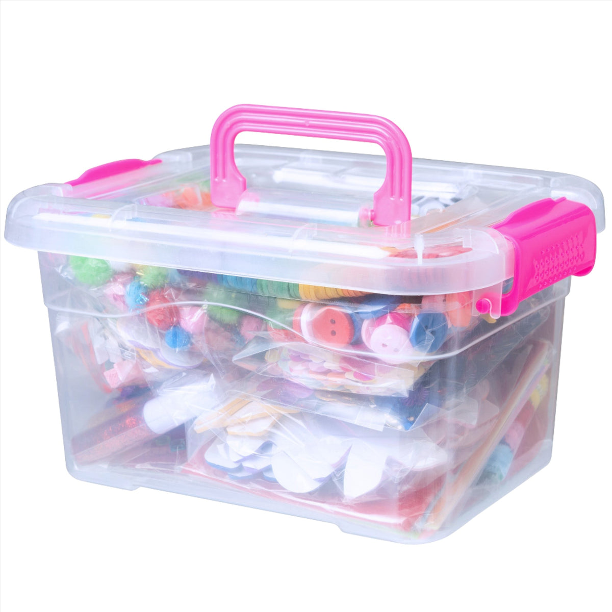 Jumbo Arts and Crafts Supplies Kit with Storage Box - Over 400 Pieces of Creative Materials for Kids and Adults, including Pipe Cleaners, Pom Poms, Beads, Googly Eyes, and More