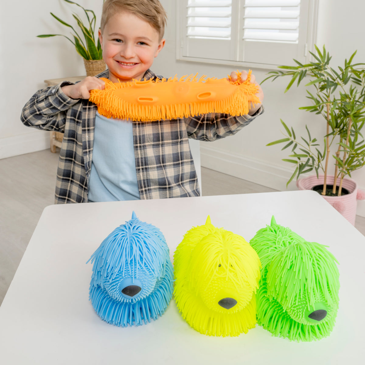 Jokes &amp; Gags Jiggly Pups  - 6 Large Sensory Long Haired Pups Sensory Toys