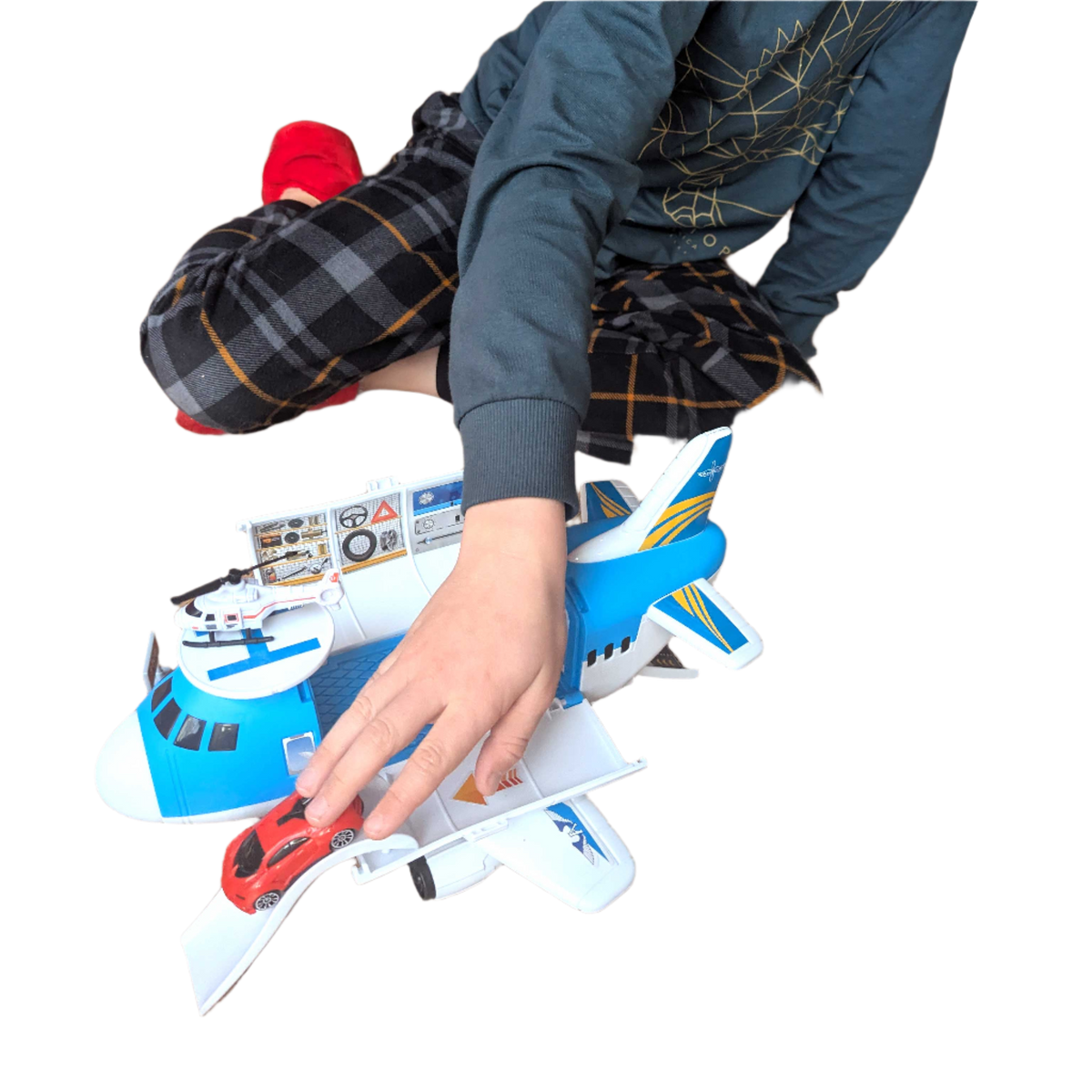 Teamsterz Aeroplane Transporter - Includes 16 Accessories Helicopters &amp; Planes