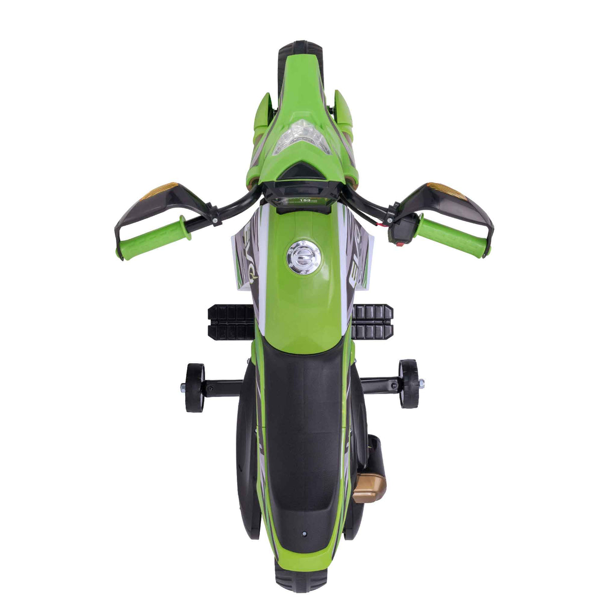 EVO Venom Green Rally Bike Ride On for ages 3+, featuring a bold green color, rugged rally design, durable frame, wide stable wheels, and easy-grip handles for safe and adventurous outdoor play.