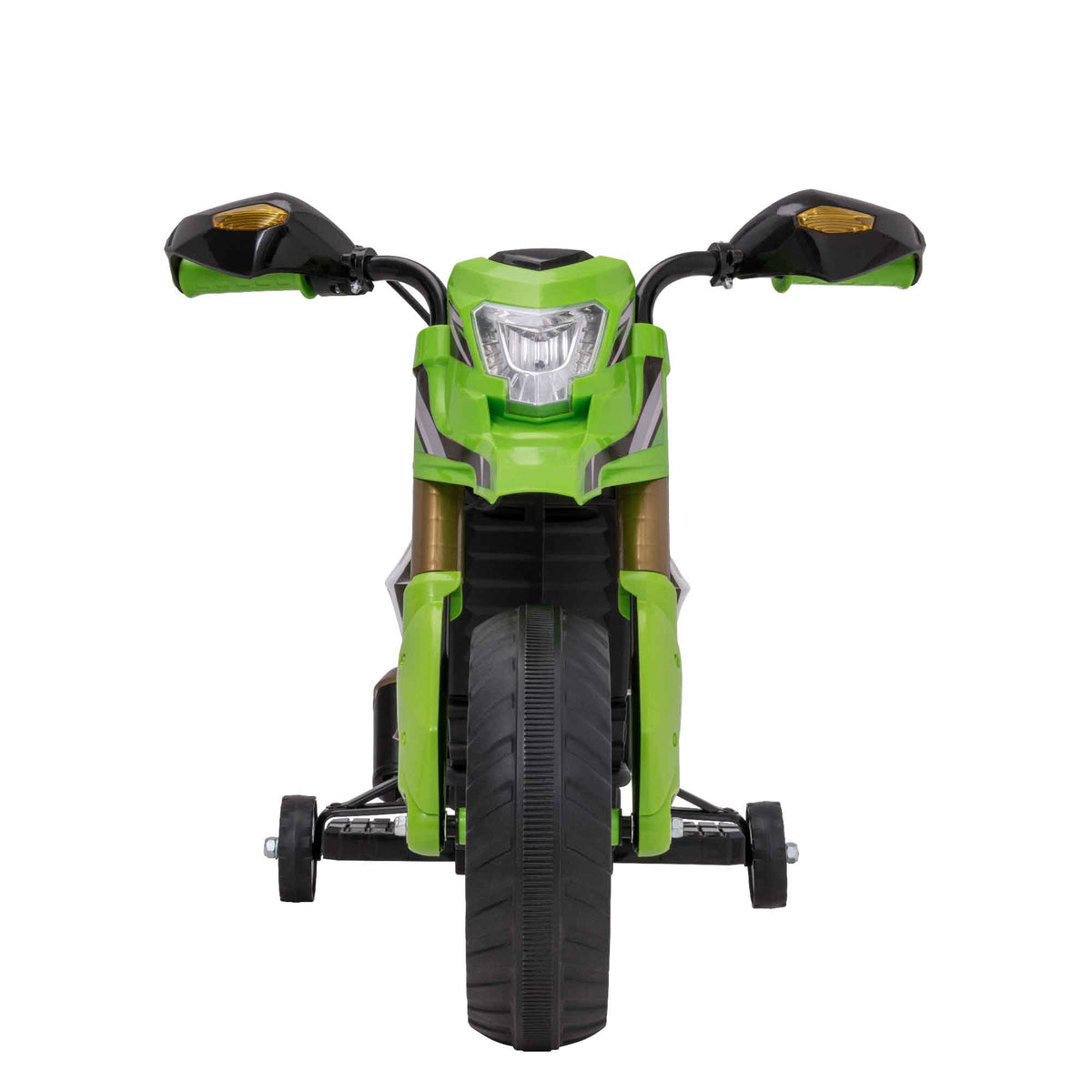 EVO Venom Green Rally Bike Ride On for ages 3+, featuring a bold green color, rugged rally design, durable frame, wide stable wheels, and easy-grip handles for safe and adventurous outdoor play.