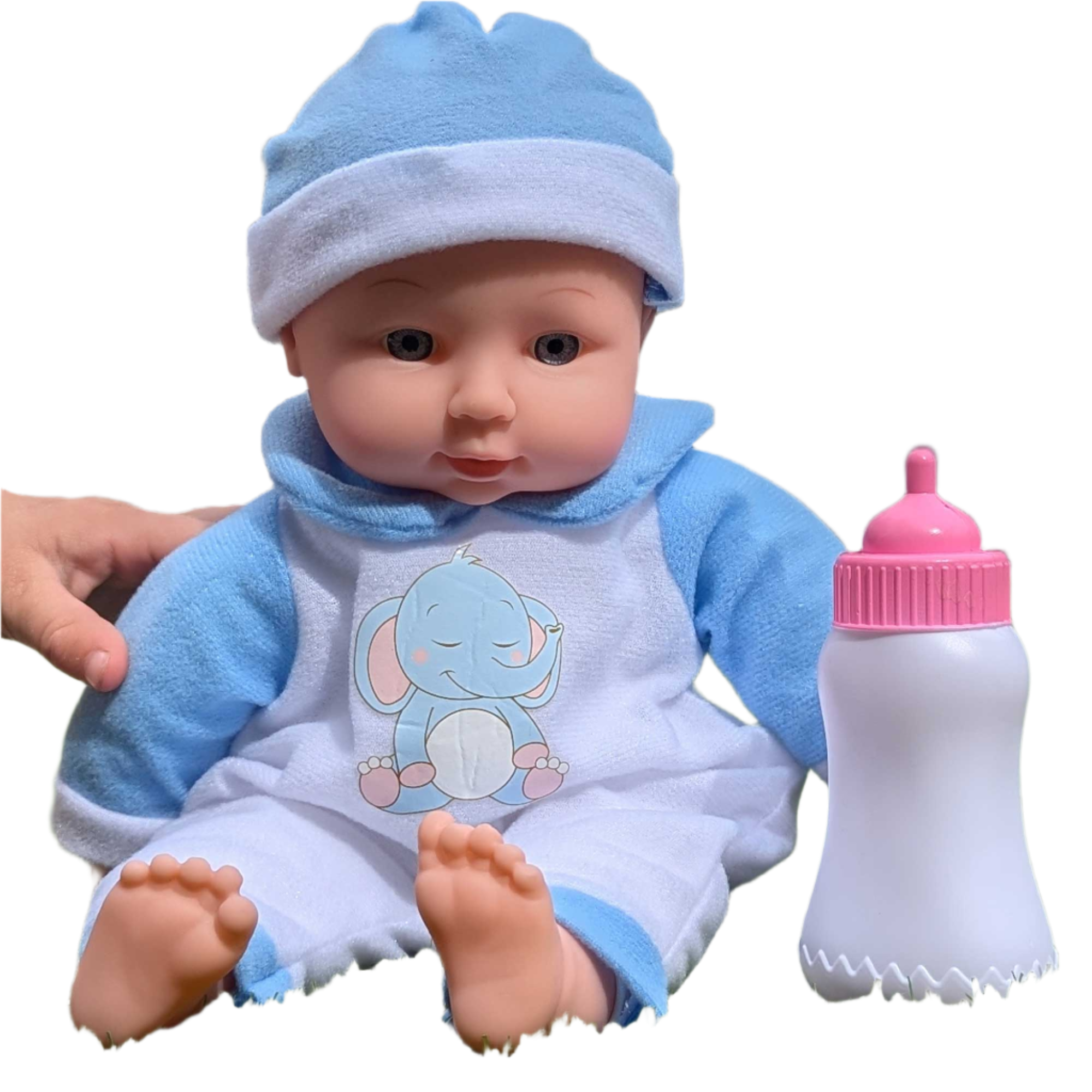 BabyBoo Bed Time Baby Doll, a cosy companion in pyjama's and a nightcap, complete with a bedtime bottle. Designed for kids to enjoy imaginative play, nurturing creativity and caregiving skills.