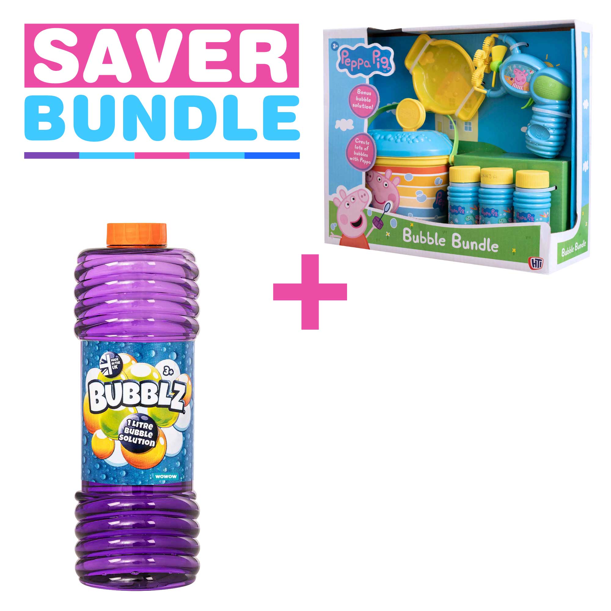 Peppa Pig Bubble Bundle + Bubblz 1Ltr. Bubble Solution Bundle Bubble Toys