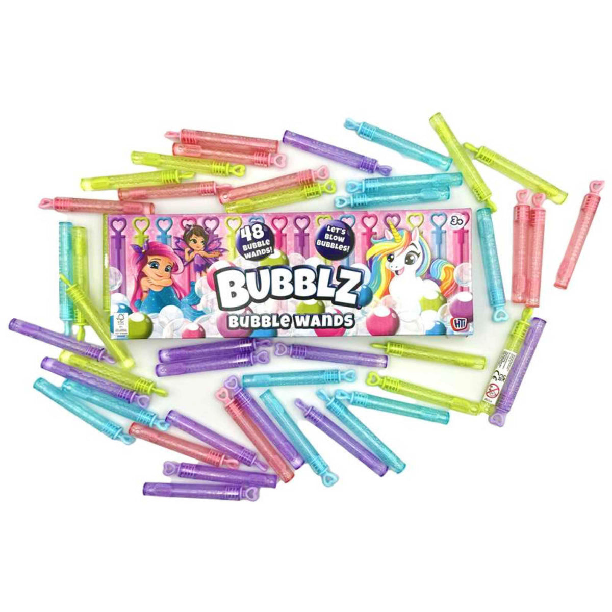 Pastel Bubble Wands - 48 Pack Bubble Solution &amp; Wands