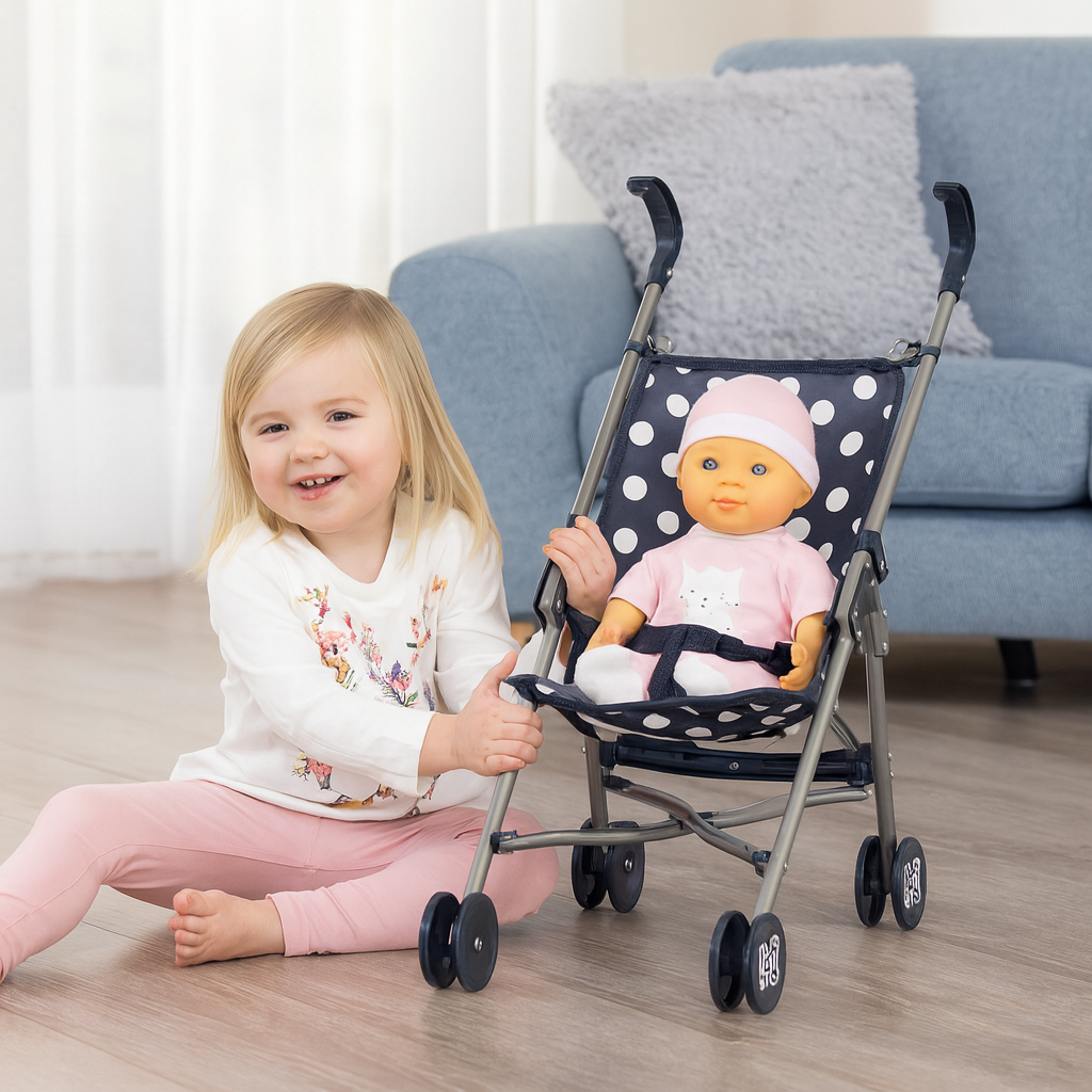 Dolly Tots Dolls Single Stroller - Navy Pushchairs