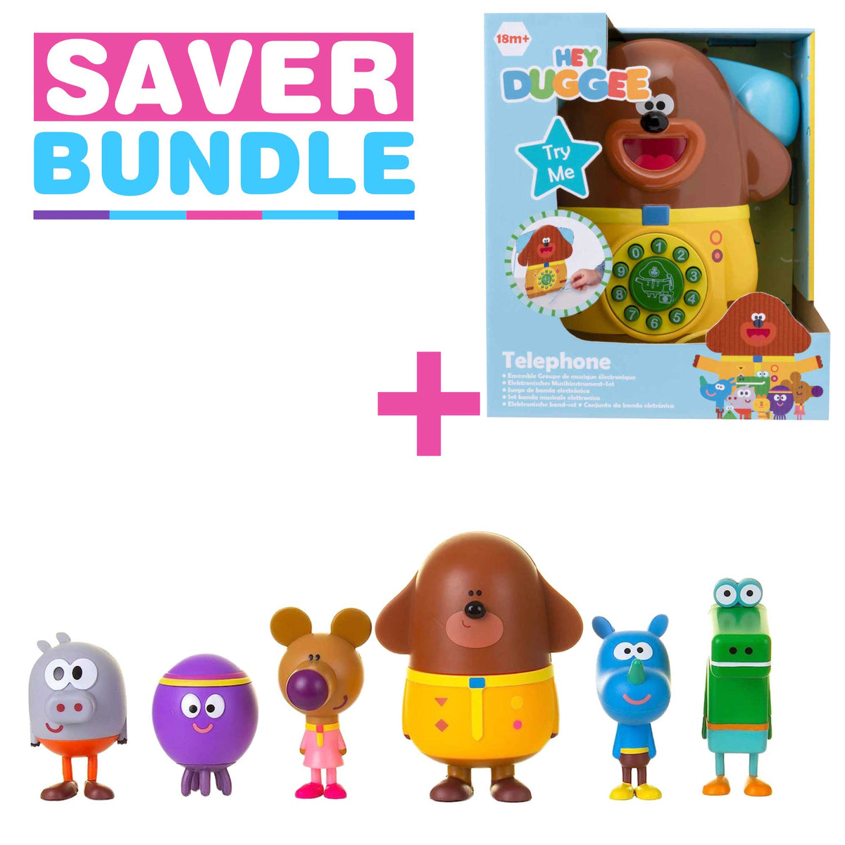 Hey Duggee Character Set + Hey Duggee Toy Phone Bundle