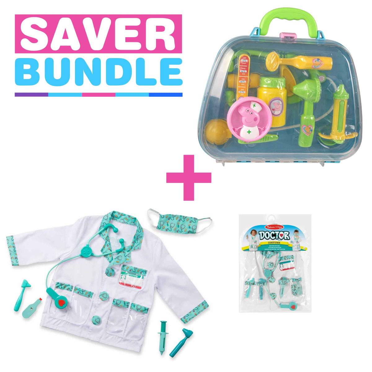 Melissa and Doug Doctor Fancy Dress + Peppa Pig&#39;s Medic Nurse Playset - Bundle