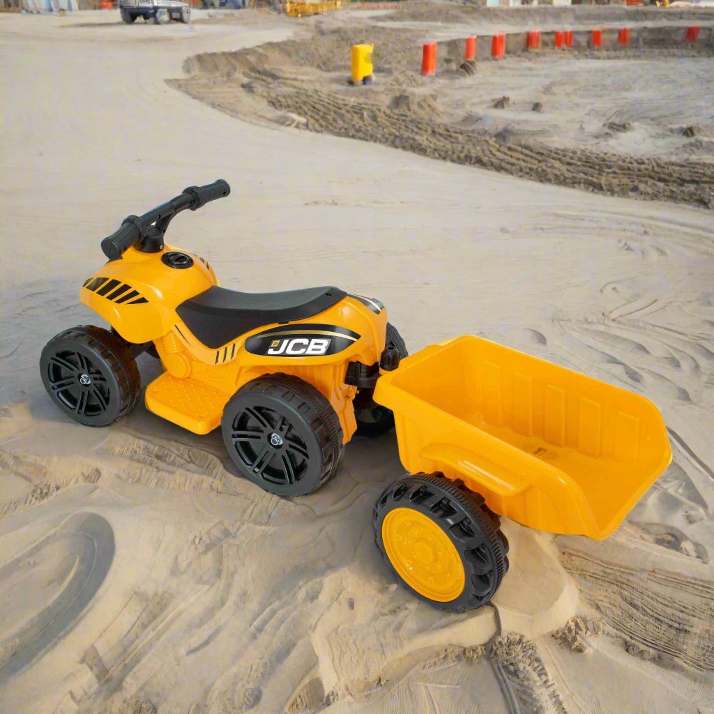 JCB Battery Operated Mini Quad Ride-On With Trailer Electric Ride Ons