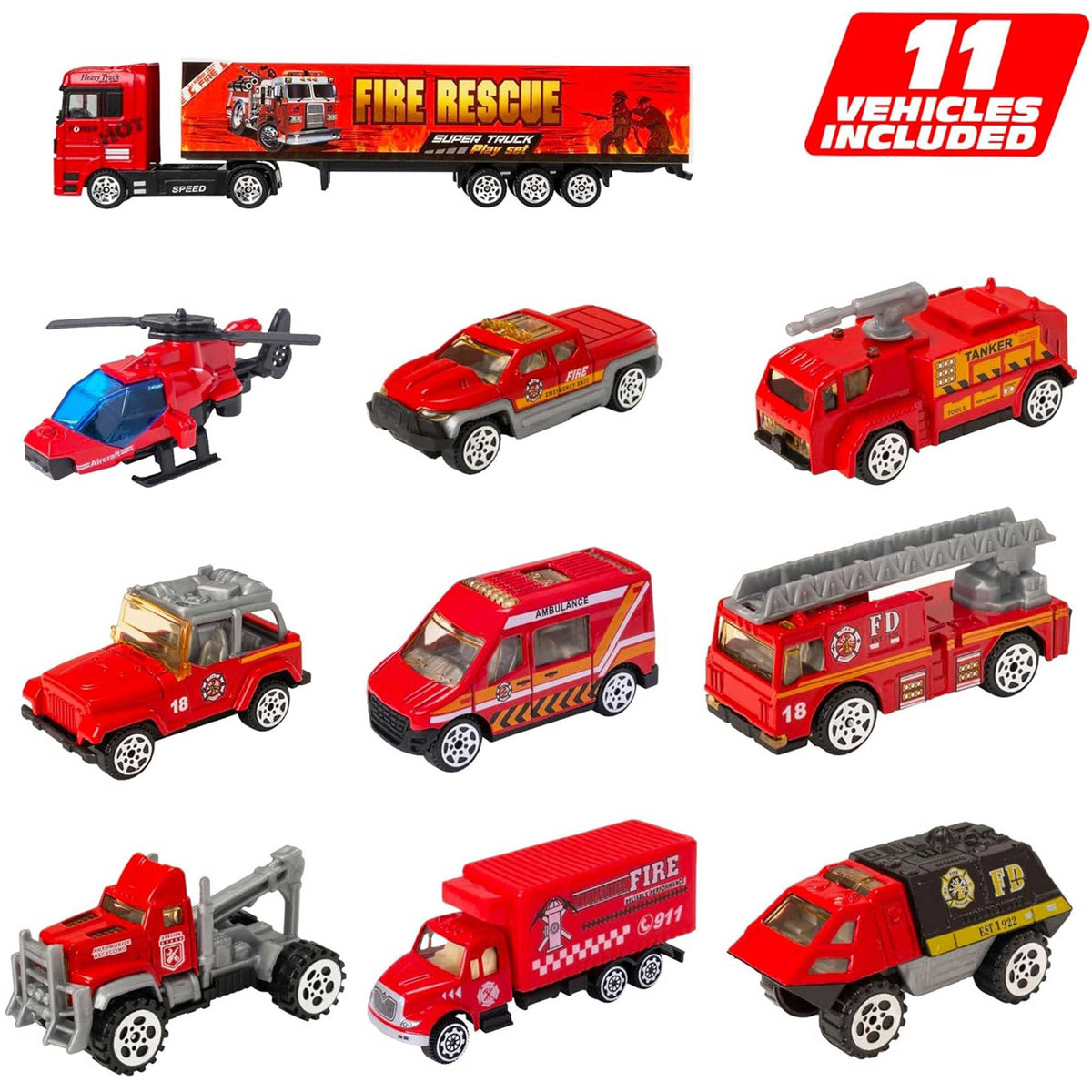 Teamsterz Fire Service Transporter Toy Truck Playset