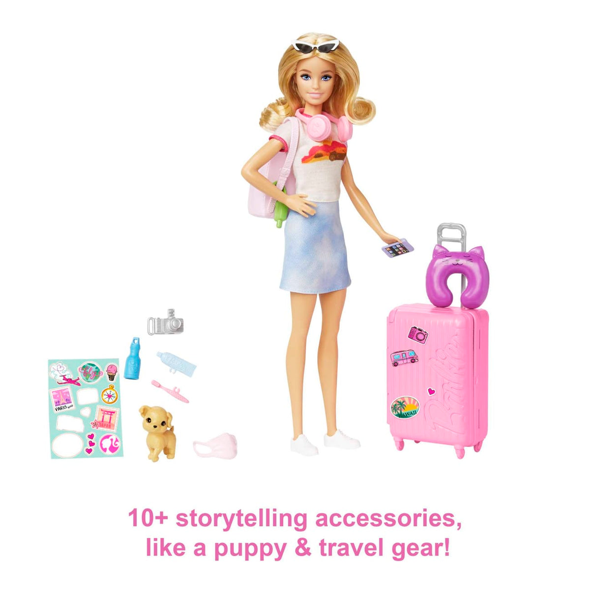 Barbie &#39;Malibu&#39; Travel Set -  10+ Pieces Including Working Suitcase &amp; Puppy