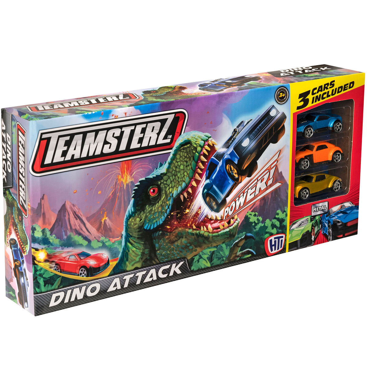 Teamsterz Speed City Dino Attack Racing Track Toy with 3 Cars Cars &amp; Transporters