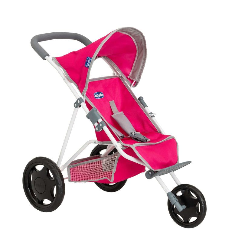 Chicco Active 3 Dolls Pushchair, a sleek, modern toy stroller with an adjustable hood, smooth-rolling wheels, and under-seat storage. Perfect for kids to enjoy imaginative, realistic doll play.