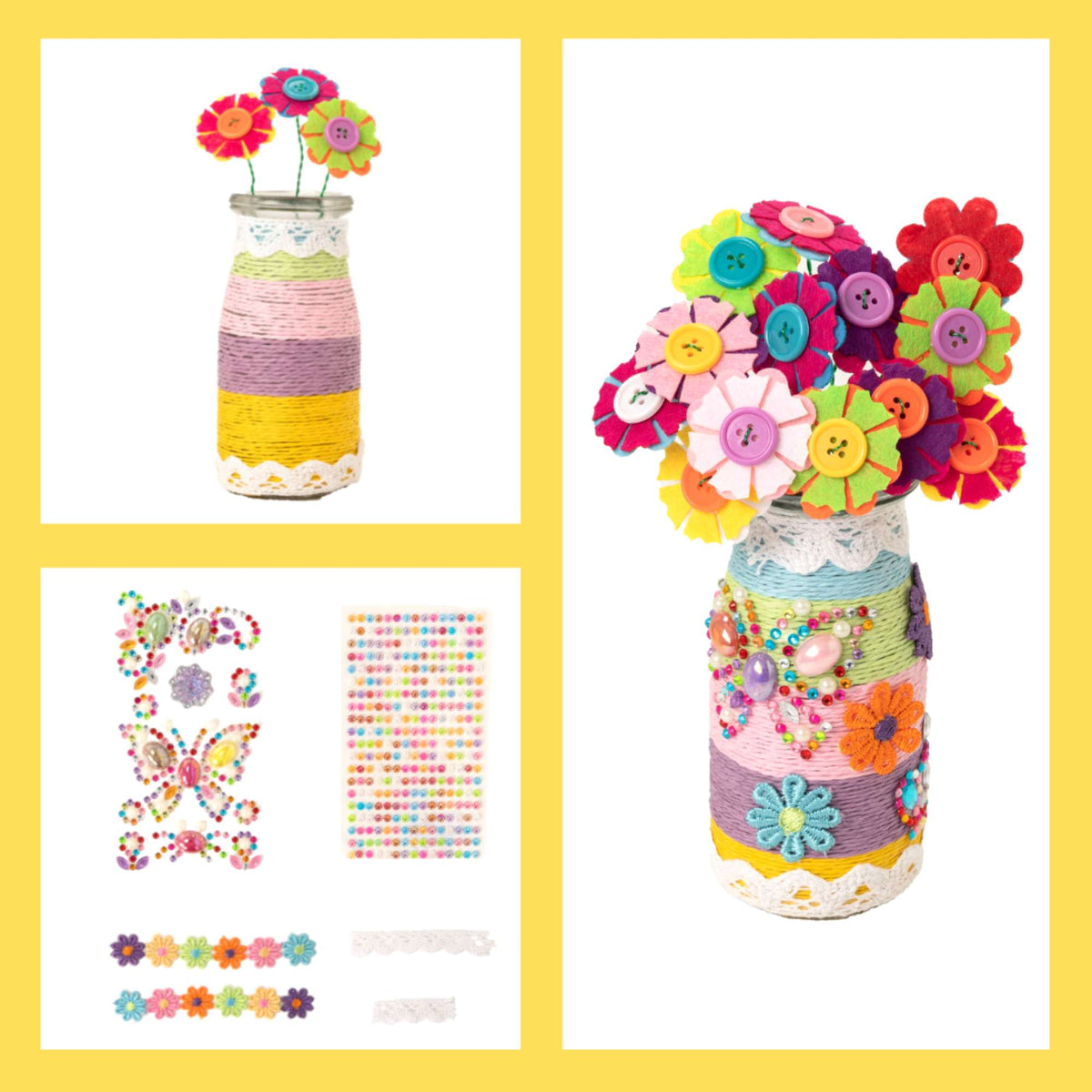 Fun Craft Make Your Own Flower Bouquet Kit - 300+ Pieces for Creative DIY Flower Arrangements