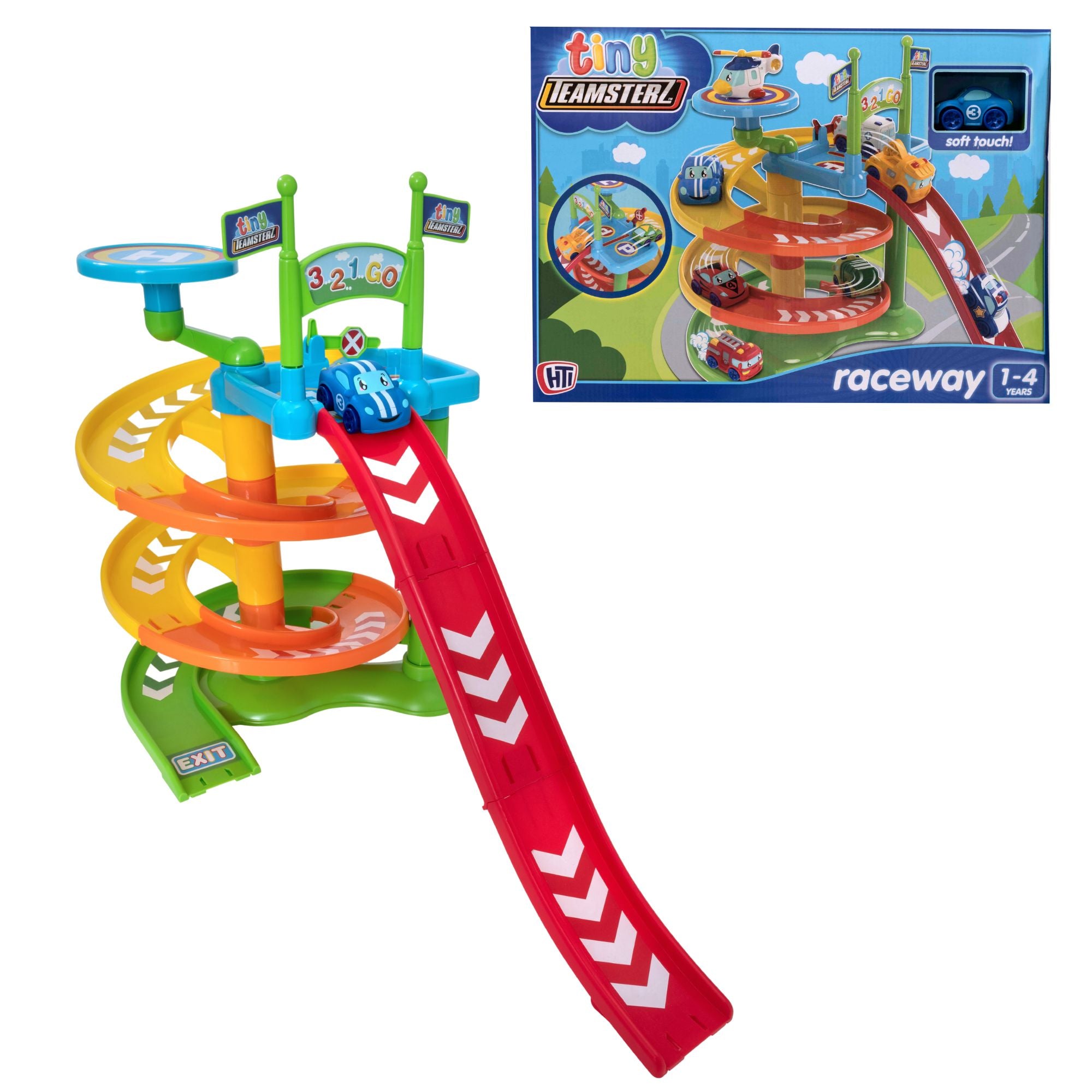 Tiny Teamsterz Spiral Raceway Launcher | Includes 1 Soft Touch Car Cars & Transporters