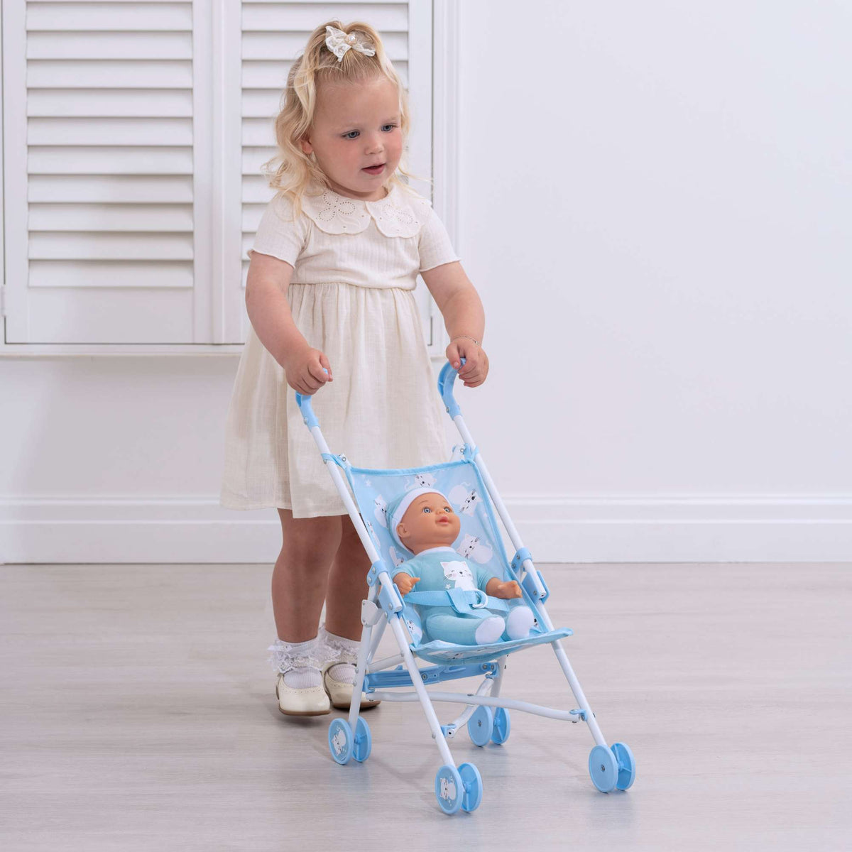 BabyBoo Kitty Doll Stroller - Blue Pushchairs