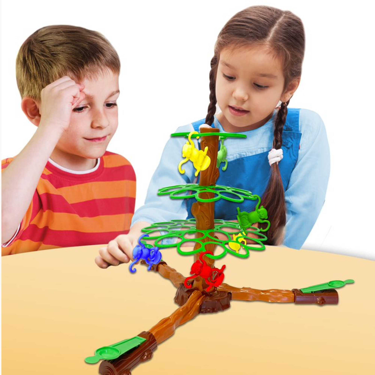 Strategic Chimpan Tree Game, a portable board game for kids and families. Features monkey-jumping action to promote strategic thinking and fine motor skills, perfect for parties, game nights, camping, or holidays.