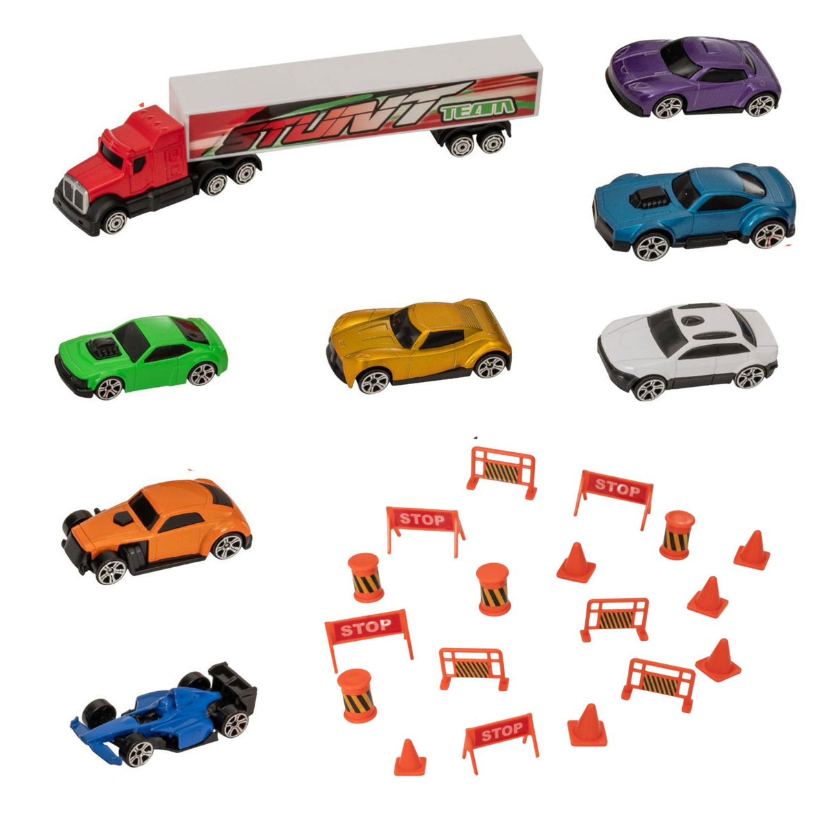 Teamsterz Large Auto Transporter Launcher Truck | Includes Nine 3&quot; Die-Cast Cars