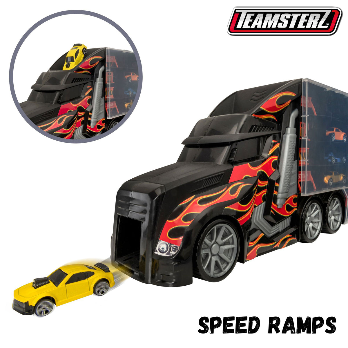 Teamsterz Large Auto Transporter Launcher Truck | Includes Nine 3&quot; Die-Cast Cars