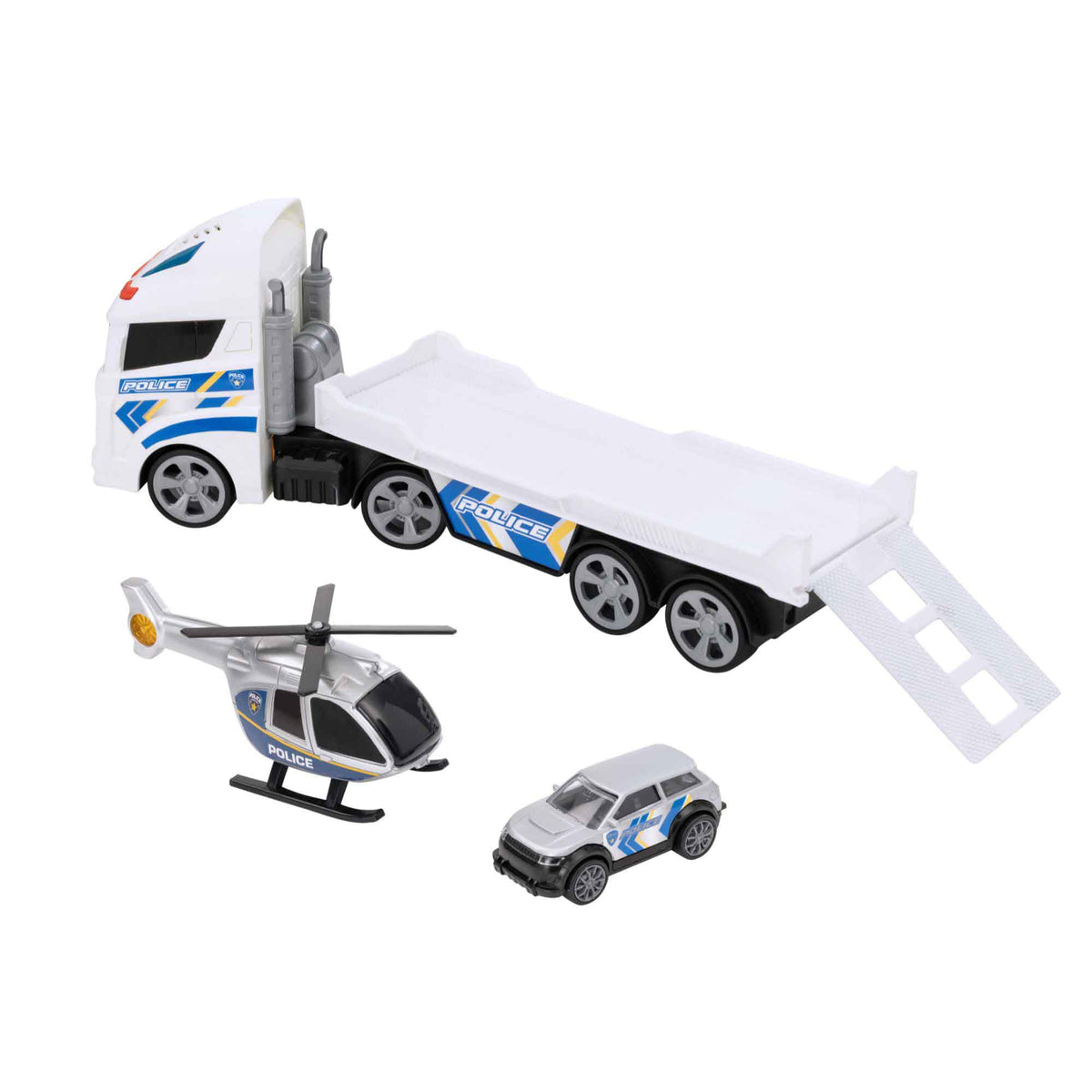 Teamsterz Mighty Machines Small Light &amp; Sound Police Helicopter Transporter Helicopters &amp; Planes