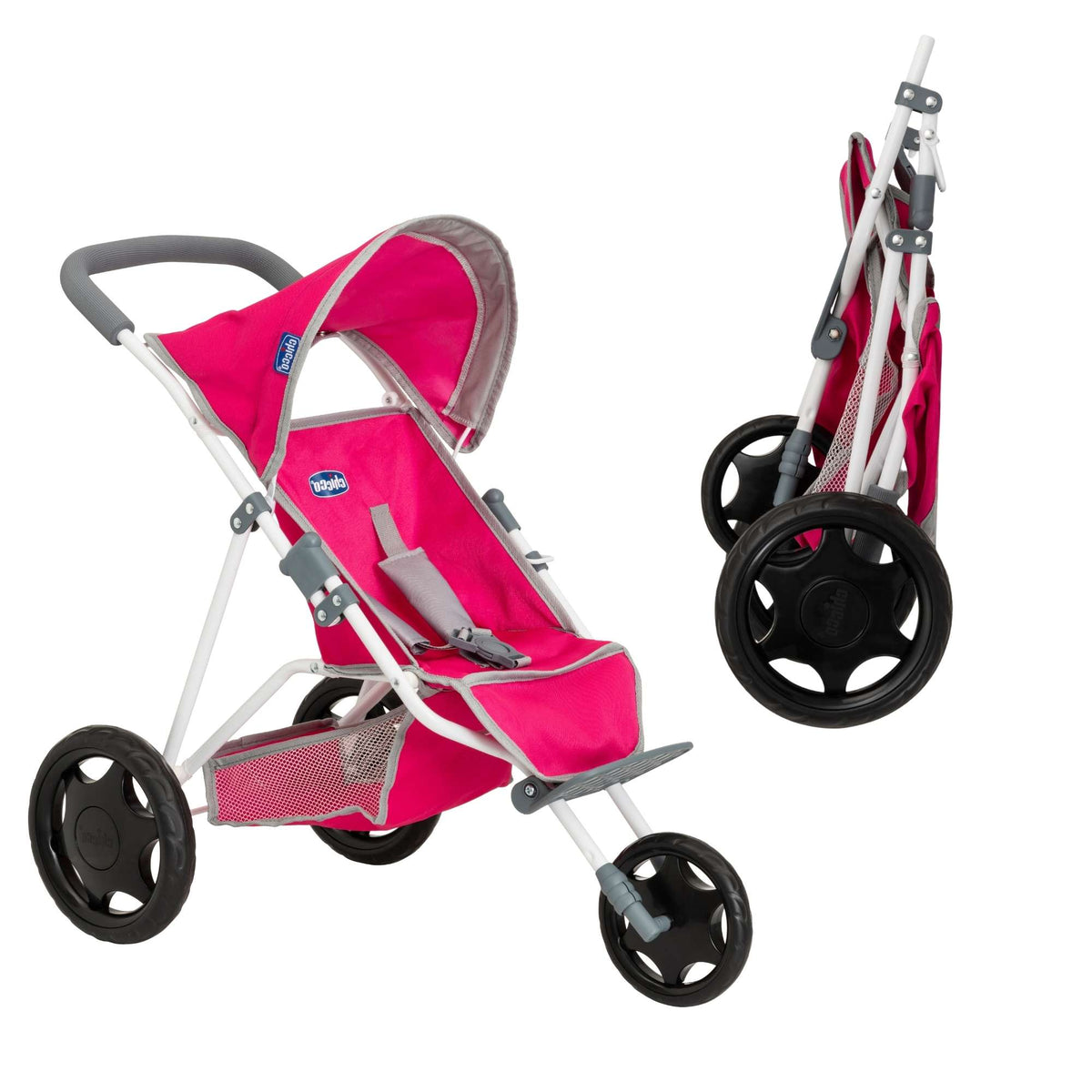 Chicco Pink 3 Wheeled Dolls Running Buggy Pushchairs