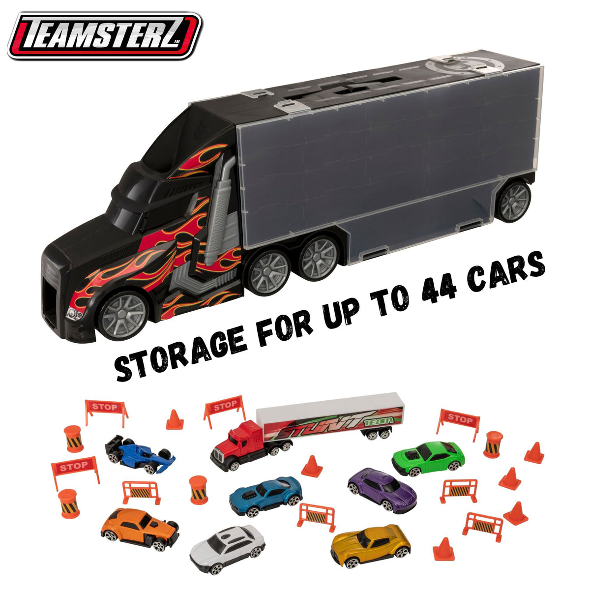 Teamsterz Large Auto Transporter Launcher Truck | Includes Nine 3&quot; Die-Cast Cars