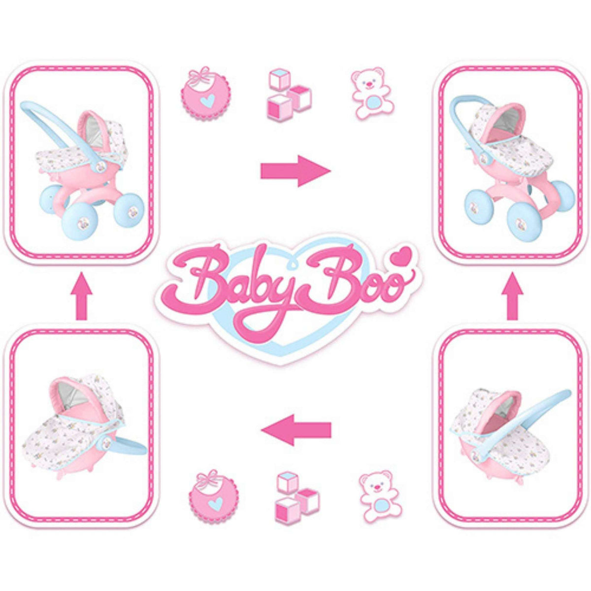 BabyBoo My First 4-IN-1 Interchangeable Dolls Pram Prams
