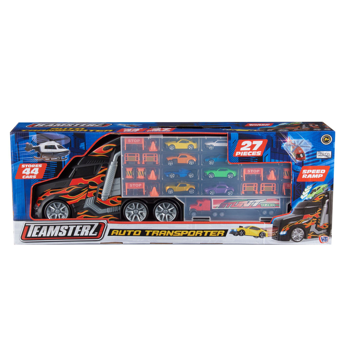 Teamsterz Large Auto Transporter Launcher Truck | Includes Nine 3&quot; Die-Cast Cars