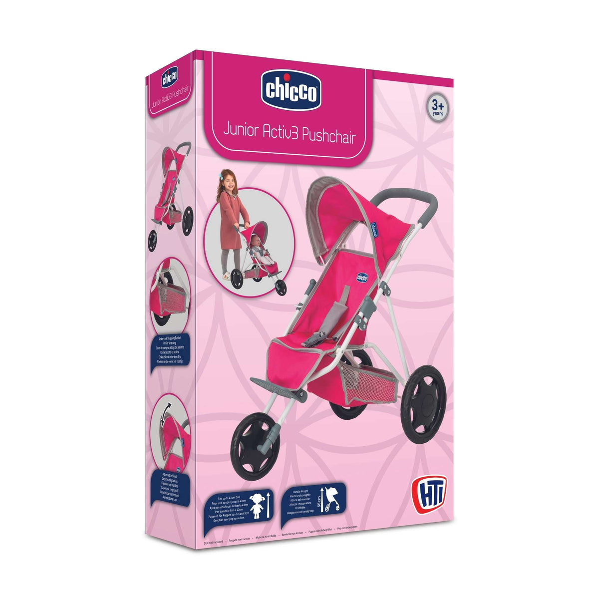Chicco Pink 3 Wheeled Dolls Running Buggy Pushchairs