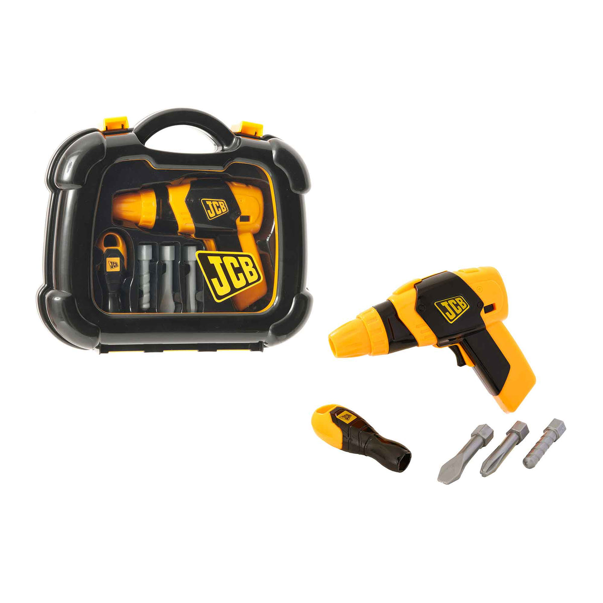 JCB Toy Drill with Case and Accessories - Battery Operated