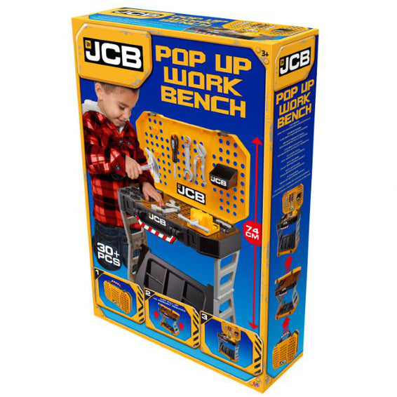 JCB Pop-Up Kids Toy Workbench with Tools