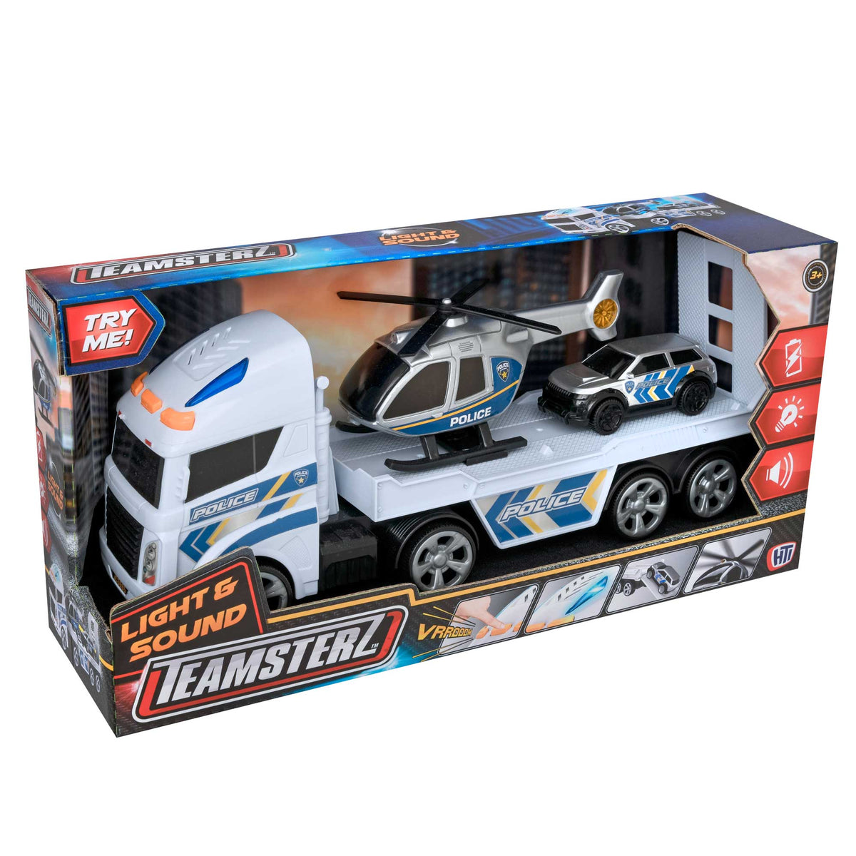 Teamsterz Mighty Machines Small Light &amp; Sound Police Helicopter Transporter Helicopters &amp; Planes