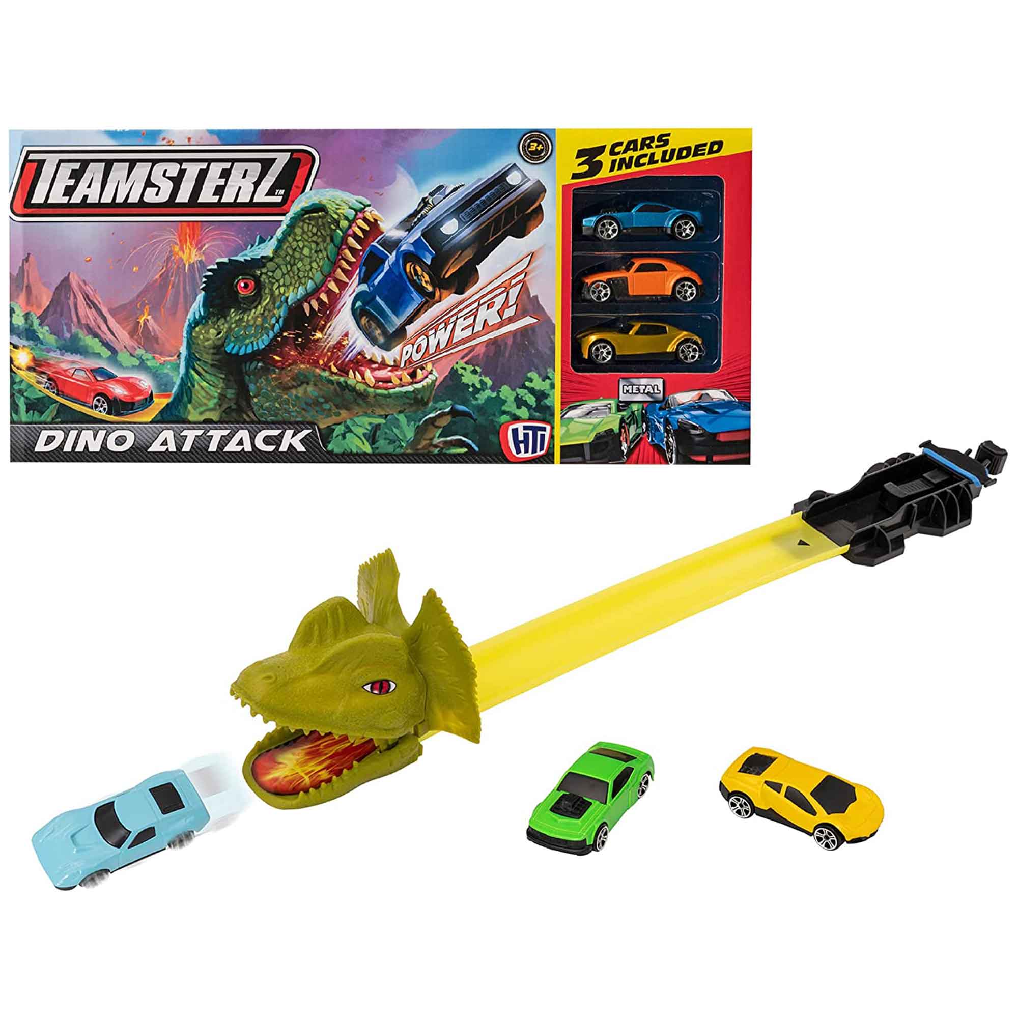Teamsterz Speed City Dino Attack Racing Track Toy with 3 Cars Cars & Transporters